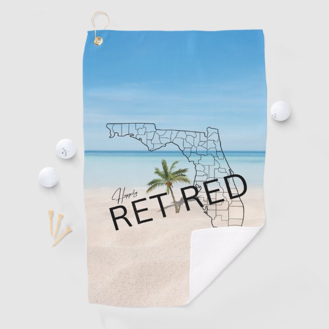 Fappiable Remüde Florida Tropical Beach & Palm Tre Golfhandtuch (Insitu)