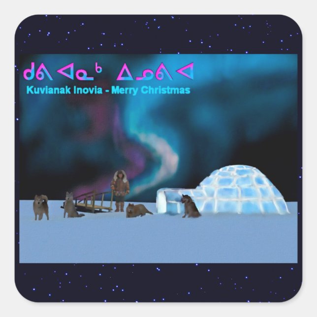 Far North Christmas Quadratischer Aufkleber (Vorderseite)