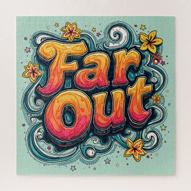 Far Out Retro 70er Psychedelic Groovy Hippie (Vertikal)
