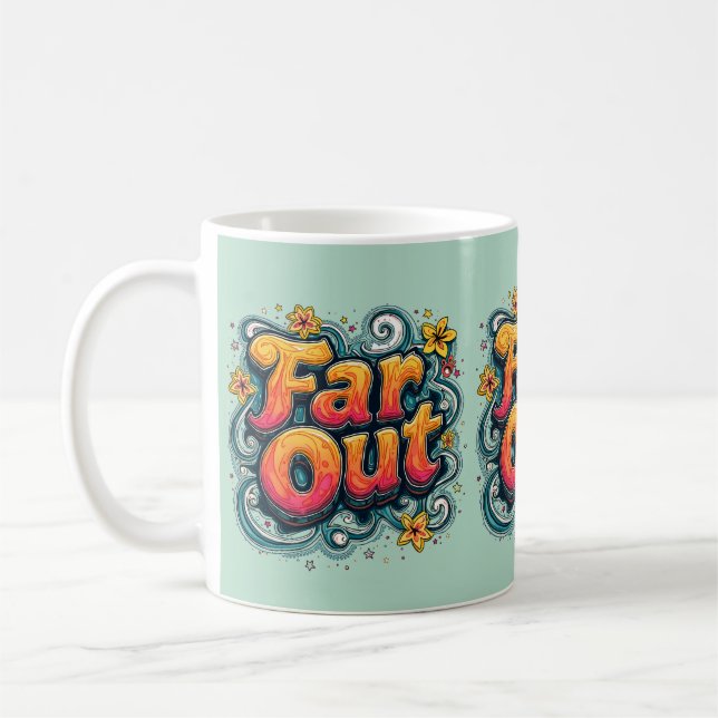 Far Out Retro 70er Psychedelic Groovy Hippie Kaffeetasse (Links)