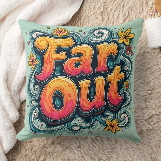Far Out Retro 70er Psychedelic Groovy Hippie Kissen (Decke)