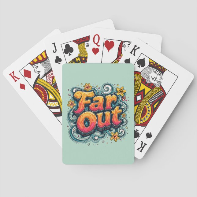 Far Out Retro 70er Psychedelic Groovy Hippie Spielkarten (Rückseite)