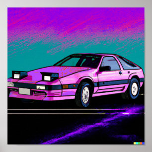 Far Out Synth 80's Sportscar Poster
