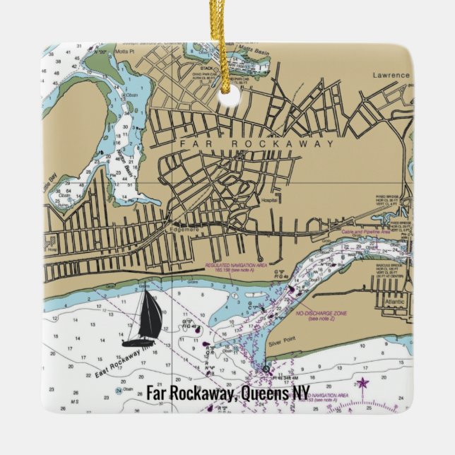 Far Rockaway Queens NY Chart Keramikornament (Vorderseite)