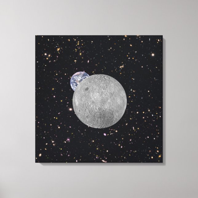 Far Side of the Moon Earth Starry Sky Leinwanddruck (Vorderseite)