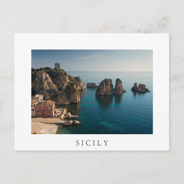 Faraglioni und Tonnara in Scopello, Sizilien Postkarte (Vorderseite)