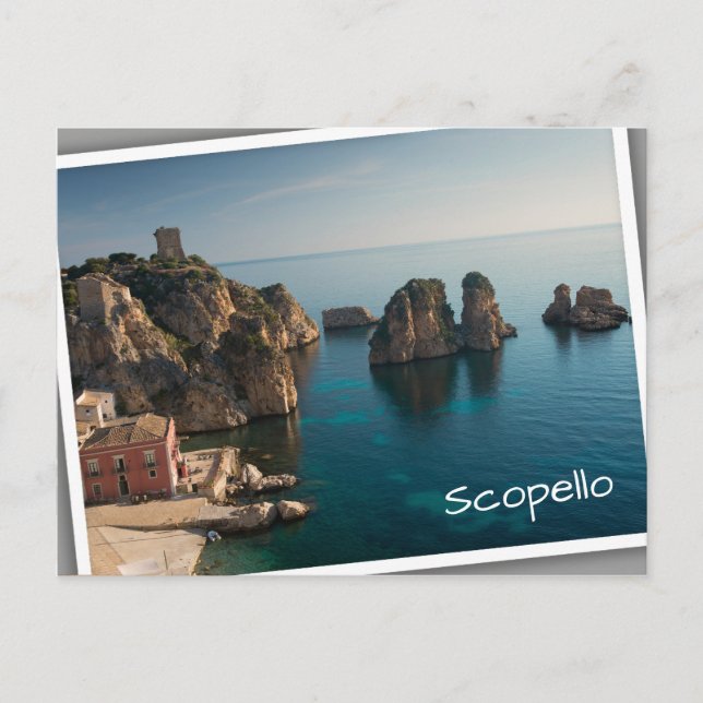 Faraglioni und Tonnara in Scopello, Sizilien Postkarte (Vorderseite)