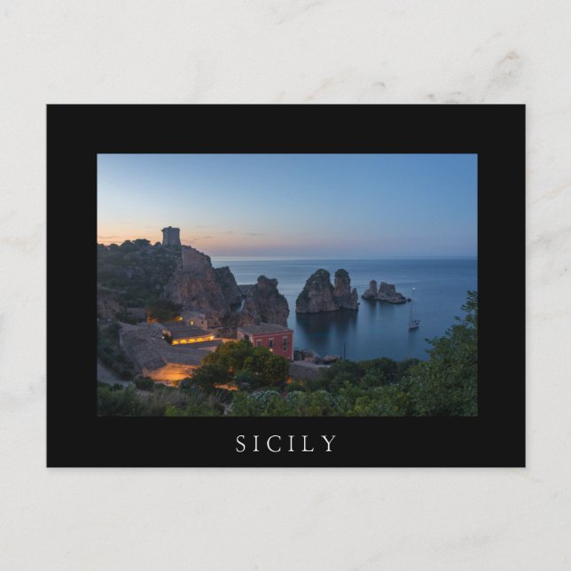 Faraglioni und Tonnara in Scopello, Sizilien Postkarte (Vorderseite)