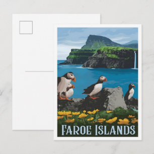 Farao Inseln Vintage Reise  Postkarte