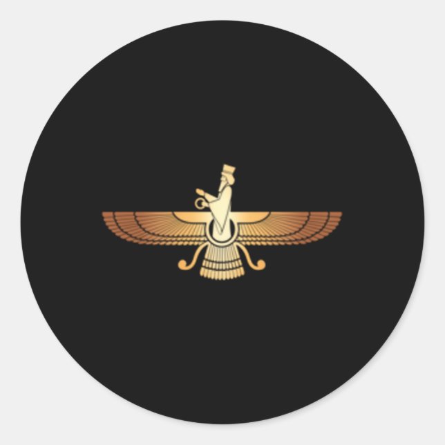 Faravahar iranischer Nationalismus Symbol Zoroastr Runder Aufkleber (Vorderseite)