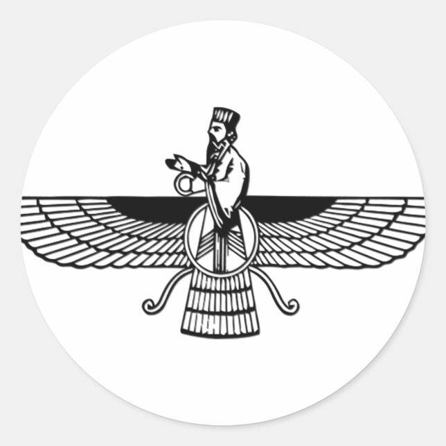 Faravahar Runder Aufkleber (Vorderseite)