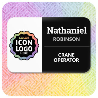 Farb-Logo Schwarz Weiß Minimal Mitarbeiter-ID Namensschild