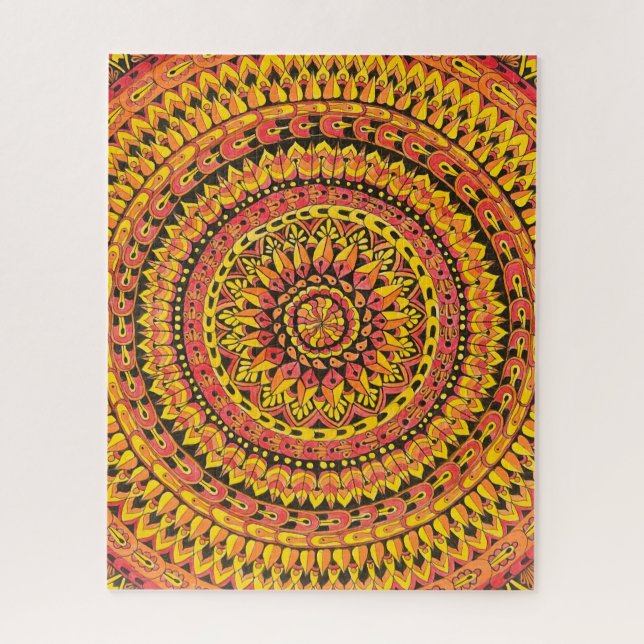 Farb Orange Mandala Original Kunst Schwierig (Vertikal)
