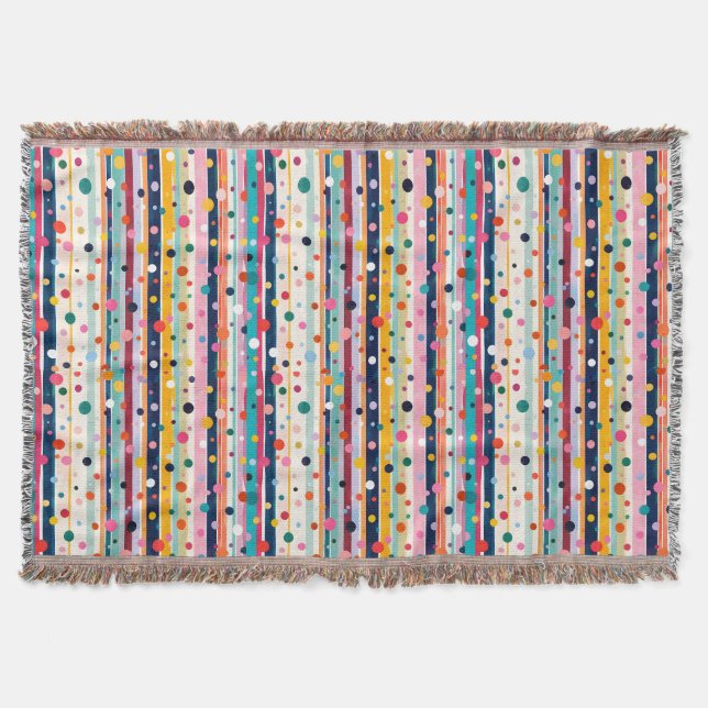 Farb-Pop-Polka-Streifen-Muster Decke (Vorderseite)