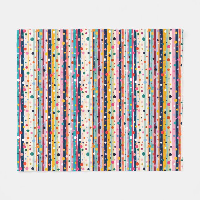 Farb-Pop-Polka-Streifen-Muster Fleecedecke (Vorderseite (Horizontal))