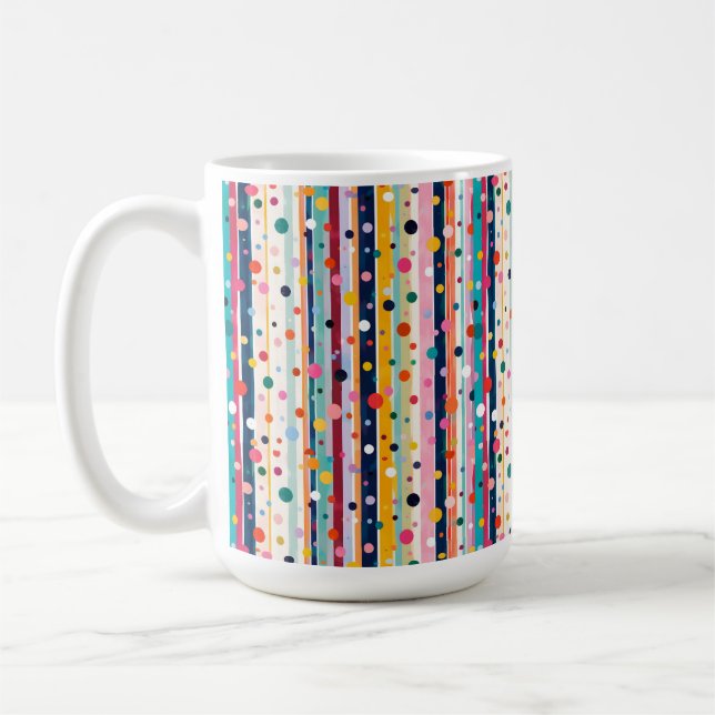 Farb-Pop-Polka-Streifen-Muster Kaffeetasse (Links)