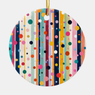 Farb-Pop-Polka-Streifen-Muster Keramik Ornament