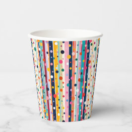 Farb-Pop-Polka-Streifen-Muster Pappbecher