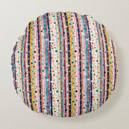 Farb-Pop-Polka-Streifen-Muster Rundes Kissen