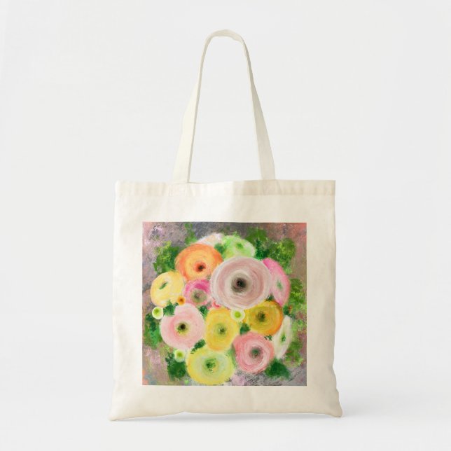 Farb Ranunculus Bouquet Originelle Malerei Tragetasche (Vorne)