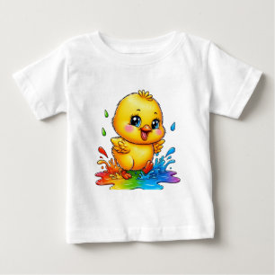 Farb-Spritzer-Küken Baby T-shirt