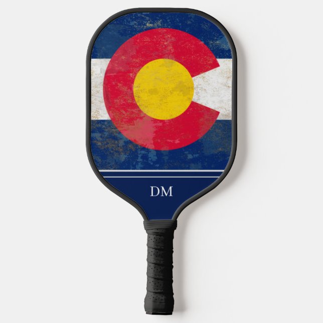 Farb-State-Flag-Monogramm Pickleball Schläger (Rückseite)
