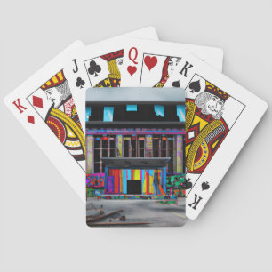 Farbabstraktes verlassenes Gebäude AI-Kunst Spielkarten