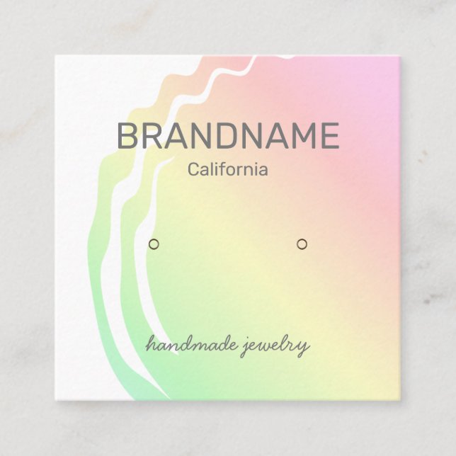 Farbabweichende Ombre Rainbow Ohrringe Logo Quadratische Visitenkarte (Vorderseite)