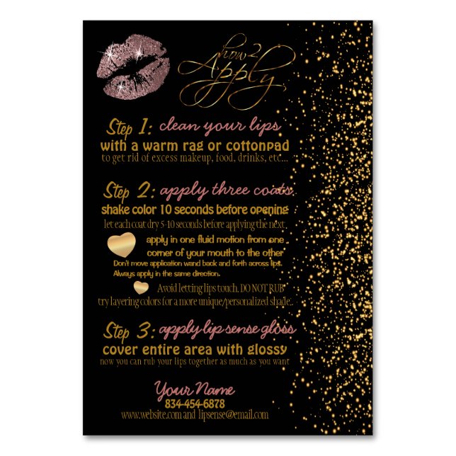 Farbanleitung für Dusty Rusty Glitzer Lip Tischnummer (Vorderseite)