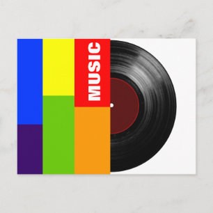 Farbband Musik Vinyl Postkarte