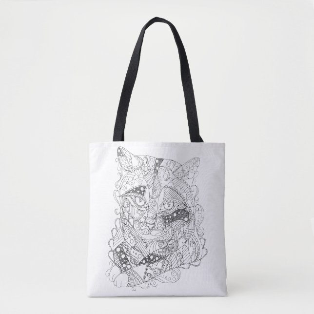 Färbbare Katzen-abstrakte Kunst-erwachsener Tasche (Vorderseite)