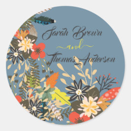 FARBBBLAUE BOHO RUNDER AUFKLEBER