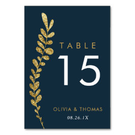 Farbbearbeitbare Gold-Leaf-Hochzeitkarte für die T Tischnummer