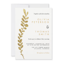 Farbbearbeitbare Imitate Gold Leaf Hochzeit Einlad