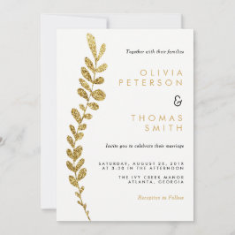 Farbbearbeitbare Imitate Gold Leaf Hochzeit Einlad Einladung