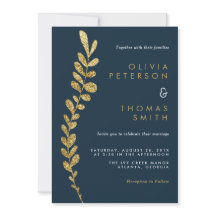 Farbbearbeitbare Imitate Gold Leaf Hochzeit Einlad