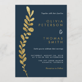 Farbbearbeitbare Imitate Gold Leaf Hochzeit Einlad Einladung