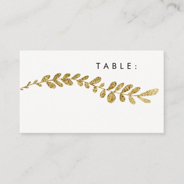 Farbbearbeitbare Imitate Gold Leaf Hochzeitsstimmu Platzkarte (Vorderseite)