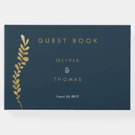 Farbbearbeitbare Imitate Gold Leaf Wedding Gästebu Gästebuch