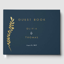 Farbbearbeitbare Imitate Gold Leaf Wedding Gästebu Gästebuch