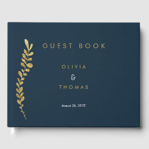 Farbbearbeitbare Imitate Gold Leaf Wedding Gästebu Gästebuch