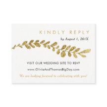 Farbbearbeitbare Imitate Gold Leaf Wedding RSVP Ca