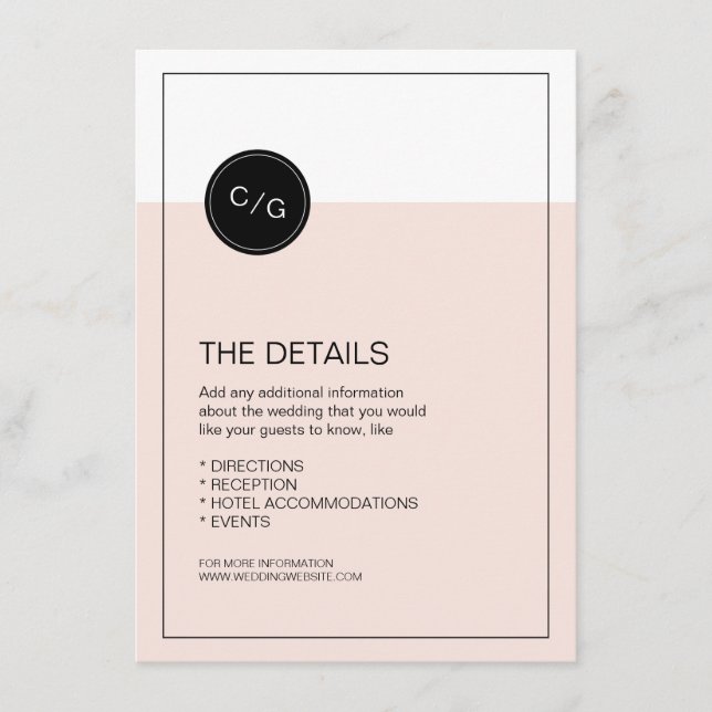 Farbbearbeitbare moderne Hochzeitskarte Begleitkarte (Vorderseite)