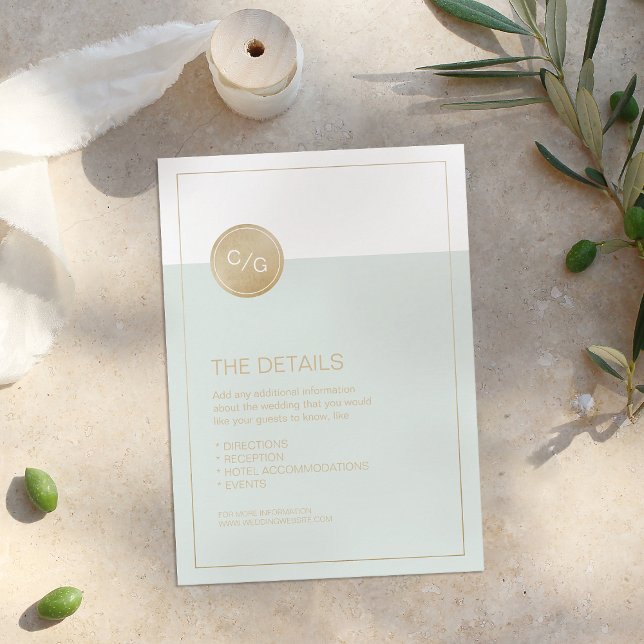 Farbbearbeitbare moderne Hochzeitskarte Begleitkarte (Color editable modern wedding details card)