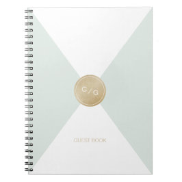 Farbbearbeitbares Monogramm modernes Gästebuch für Notizblock