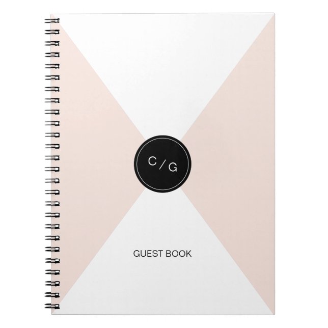 Farbbearbeitbares Monogramm modernes Gästebuch für Notizblock (Vorderseite)