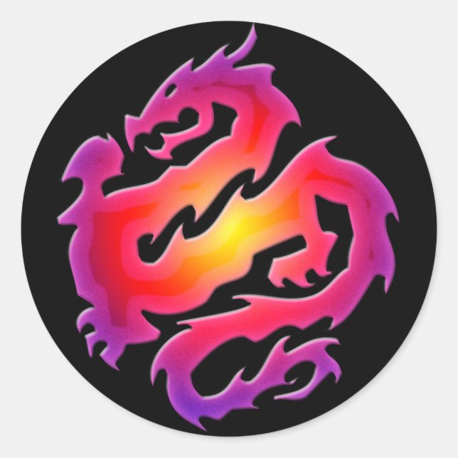 FARBBIG DRAGON RUNDER AUFKLEBER (Vorderseite)
