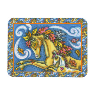 FARBBIGE AUTUMENSTÜTZE AUF WHIMSICAL PORSE & COLT MAGNET