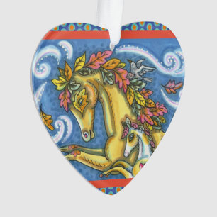 FARBBIGE AUTUMENSTÜTZE AUF WHIMSICAL PORSE & COLT ORNAMENT