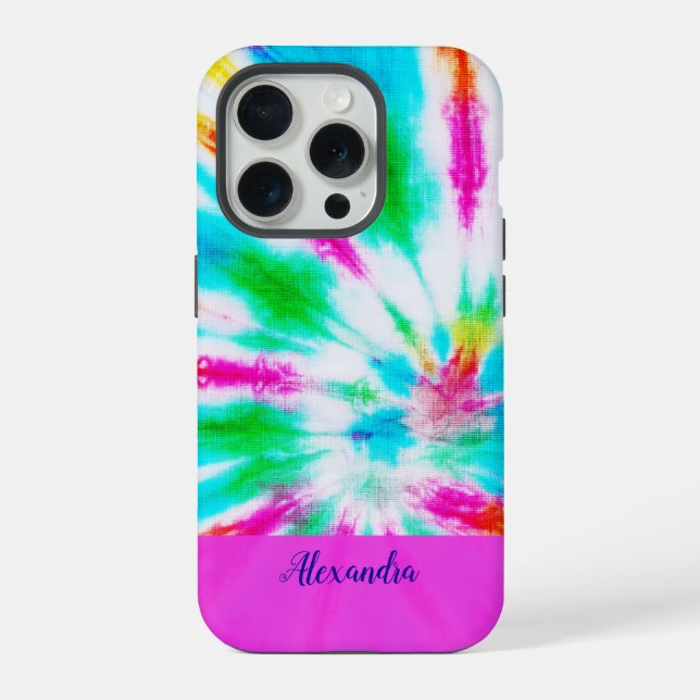 FARBBIGER PASTER ABSTRACT DESIGN KRAWATTE DYE iPhone 15 PRO HÜLLE (Rückseite)